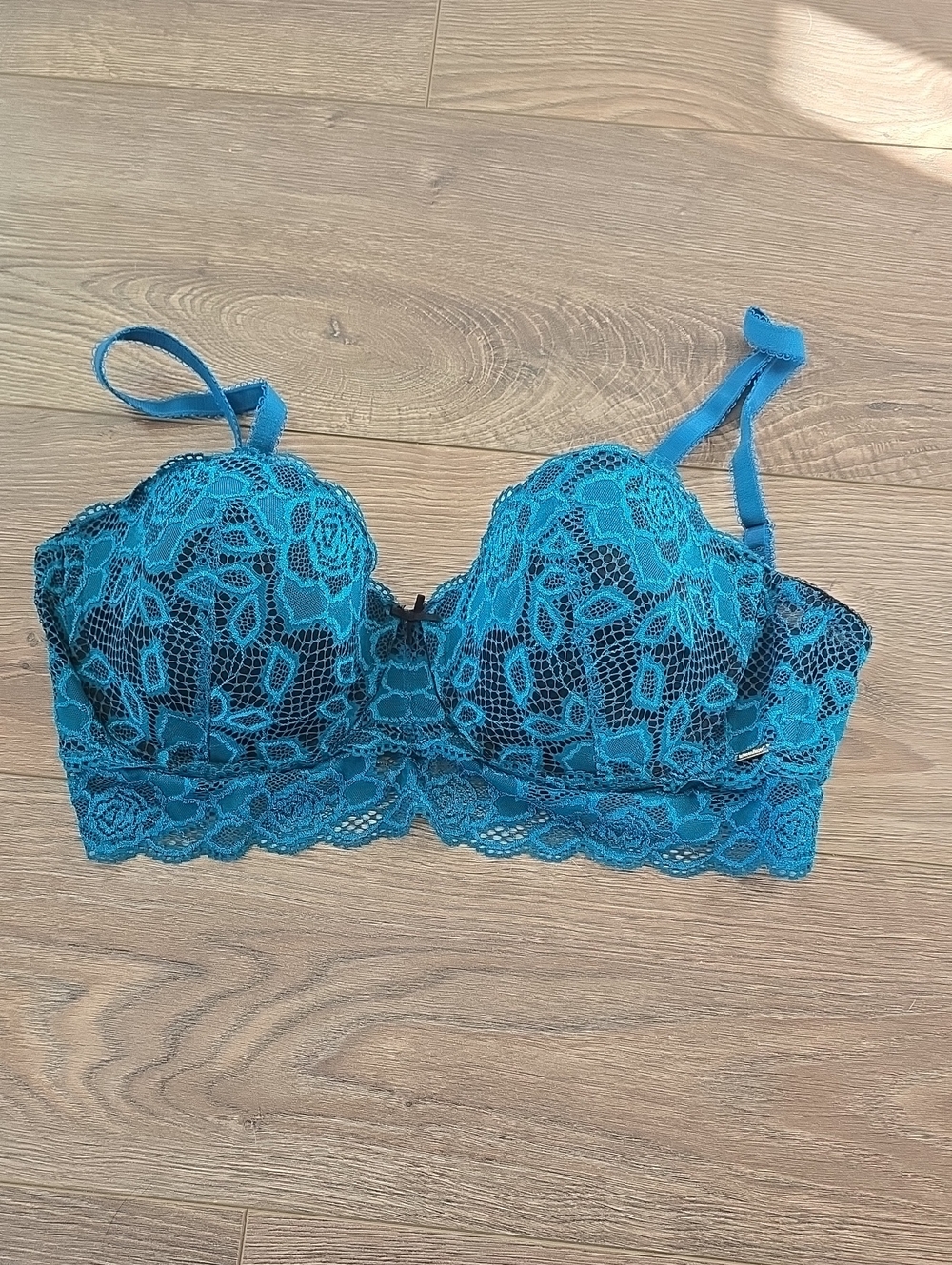 La Vie En Rose Teal Lace Longline Underwire Bra
